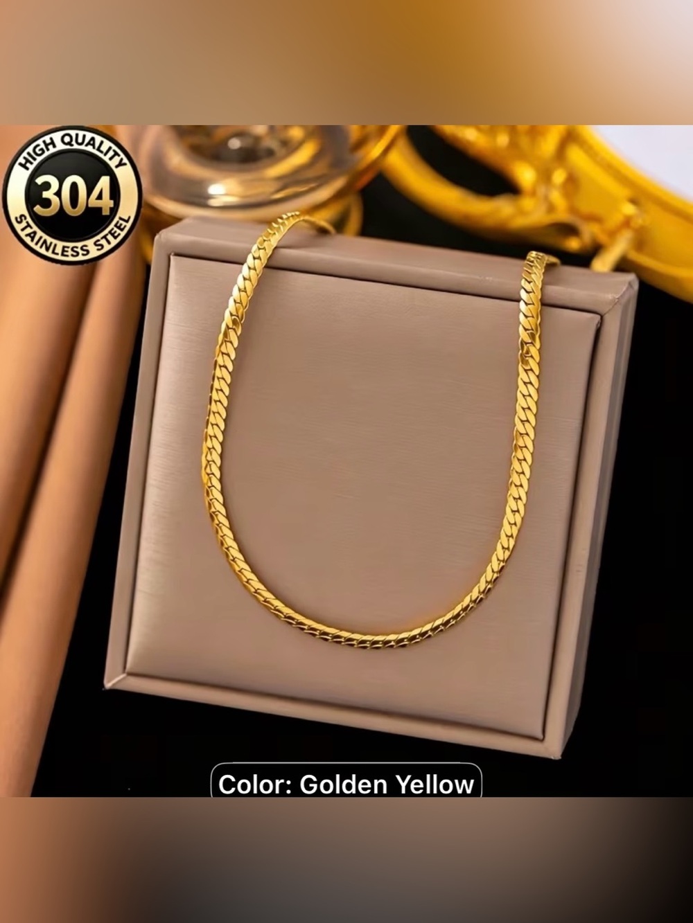Gold-Tone Women's Chain Necklace - Golden Yellow